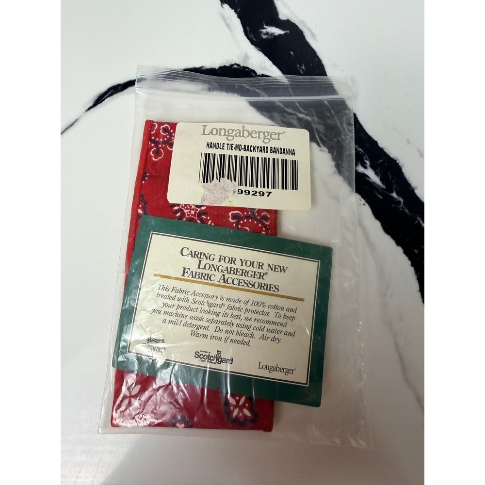 Longaberger Handle Tie Backyard Bandanna Red Paisley Cotton Basket Accessory